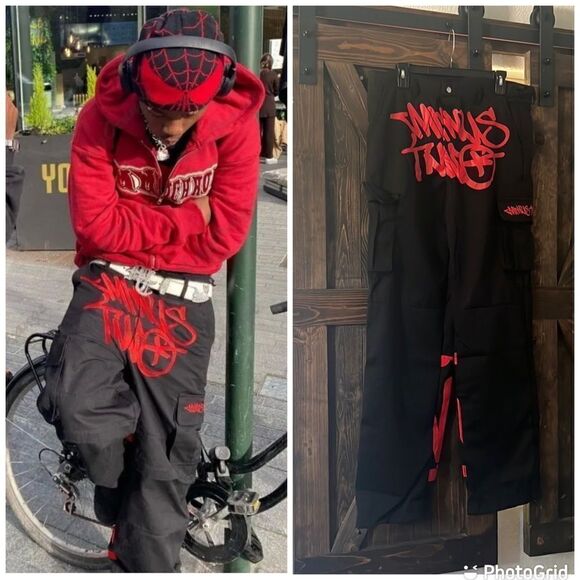 2023 Print Loose Men's Fashion Streetwear Multi-pocket Cargo Pants Y2k Hip Hop - Picture 1 of 14